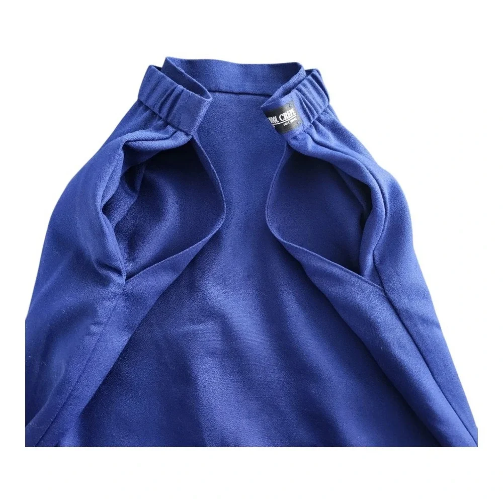 NWT Koret Blue Wool Blend Skirt Woman's Size 12 Vintage Pockets‎ Made USA  Lined